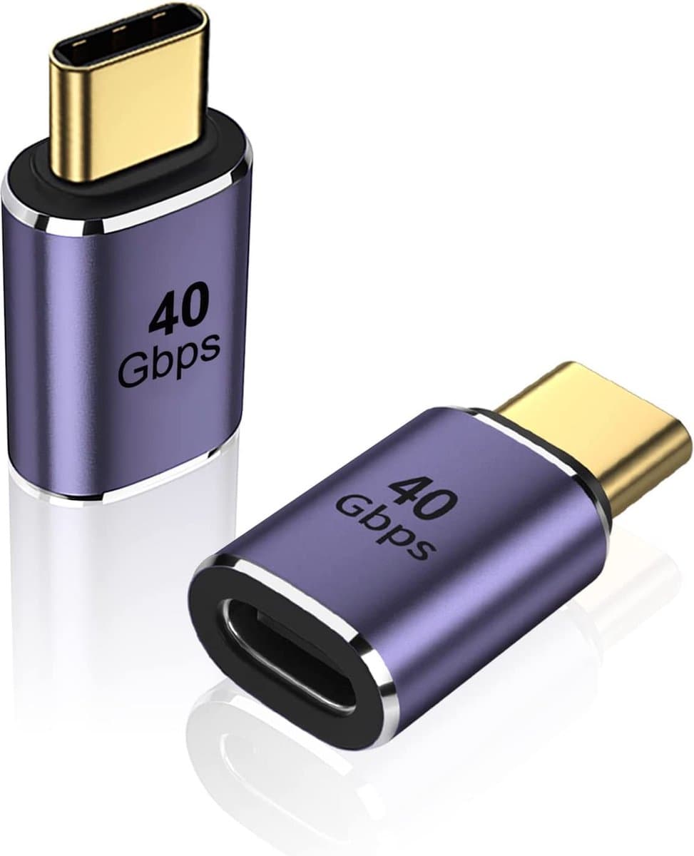 NÖRDIC USB4-300 - Mannelijk naar Vrouwelijk USB-C Adapter - 8K60Hz - 40G - PD 100W - Purper