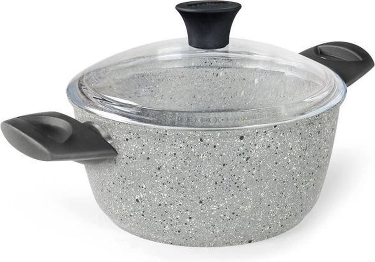 Flonal Dura Kookpan - Pannen - Pan Ø24cm - Kookpan inductie - Pan met deksel - Antikleefpan - Geschikt voor alle warmtebronnen & vaatwasser - Aluminium - Grijs