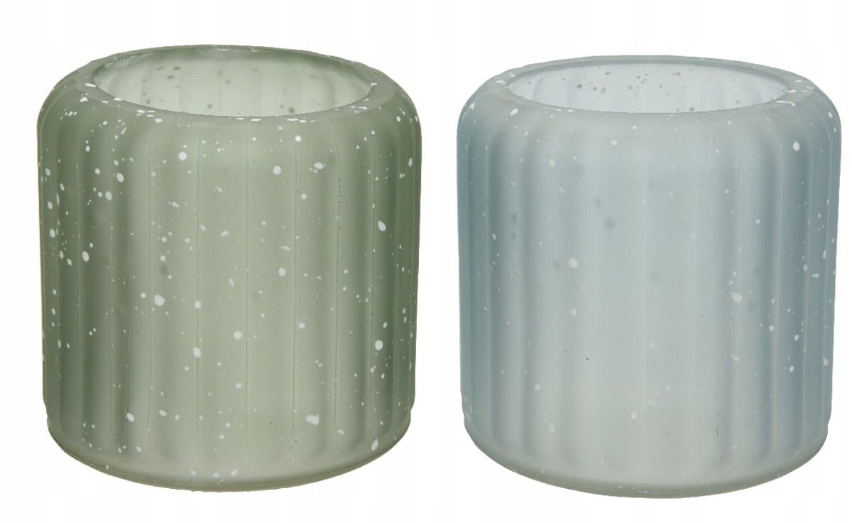 Kaemingk - Decoratieve Glazen Kandelaars - 7,5 x 8 cm - Stippen - Enkel