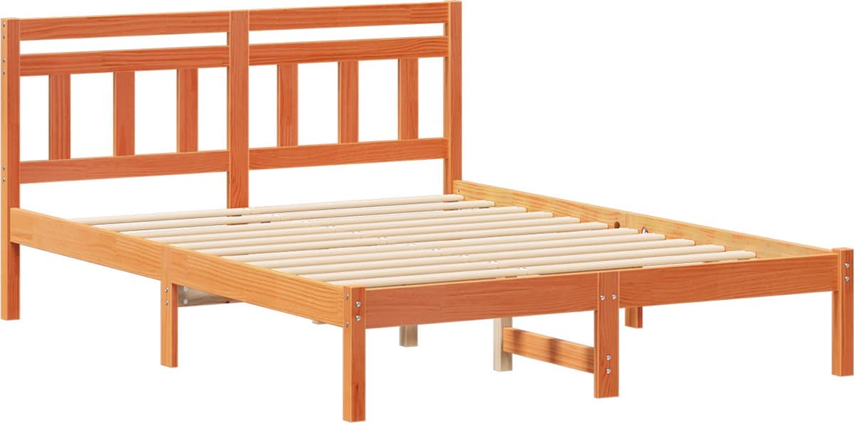 vidaXL - Bedframe - Bruin - 120 - x - 200 - cm - Massief - grenenhout