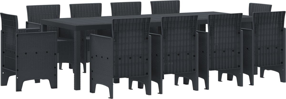 vidaXL - Tuin - Eettafel - Set - 11 - pcs - Antraciet - Polypropyleen