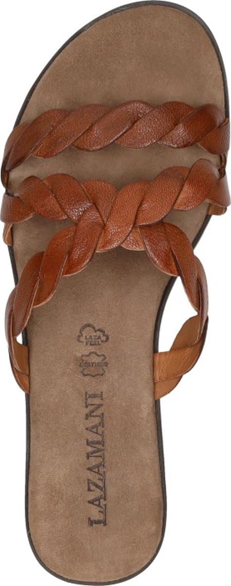 Lazamani - Eden Leren Dames Slippers Tan - Maat 39
