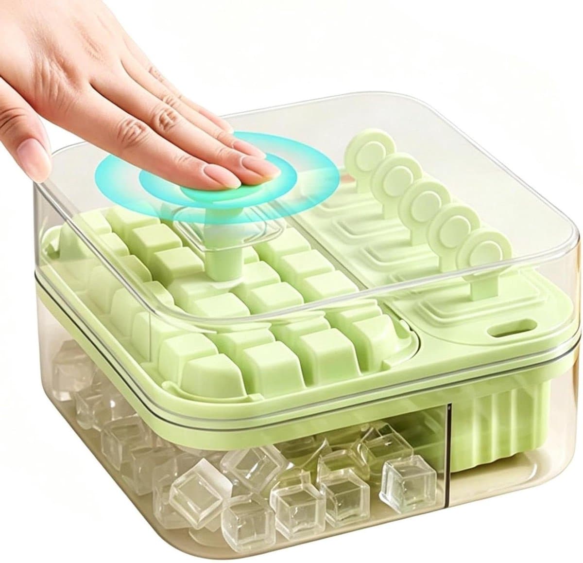 IJsbakjes Vriezer - Ijsmachinevorm Herbruikbaar - Dranken Koelen - Eenvoudig Losmaken - 20x20x13 cm - Groen