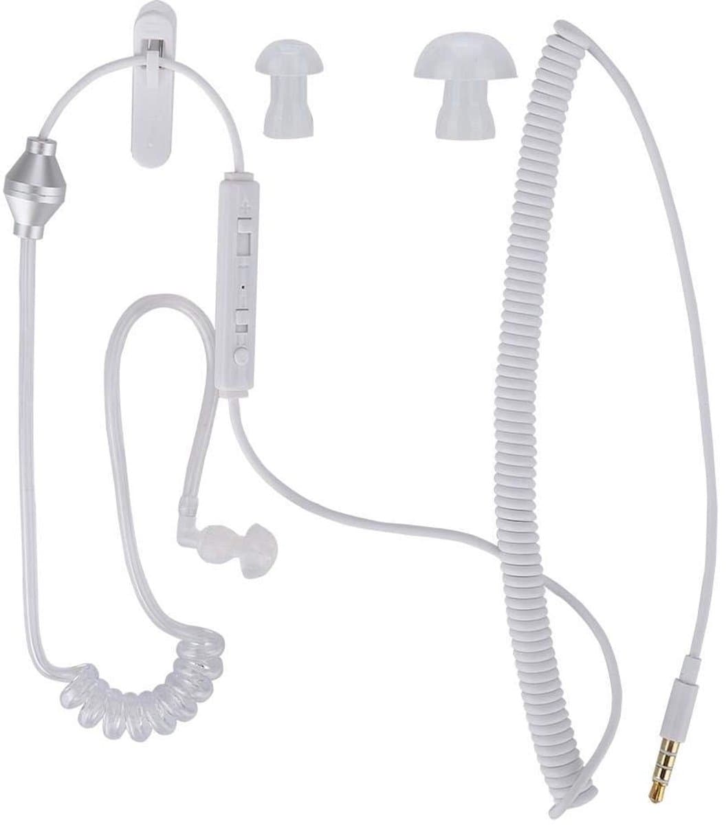 VT Goods - 3.5mm anti-radiation earphone - Mono hoofdtelefoon - Voor beveiliging en horeca - Wit - In-ear headset - Ideaal voor restaurants en hotel...