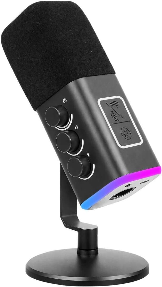Dynamische Microfoon - Studio Microfoon - Opnemen Podcast - XLR USB Connectie - 3 Kanalen - Zwart