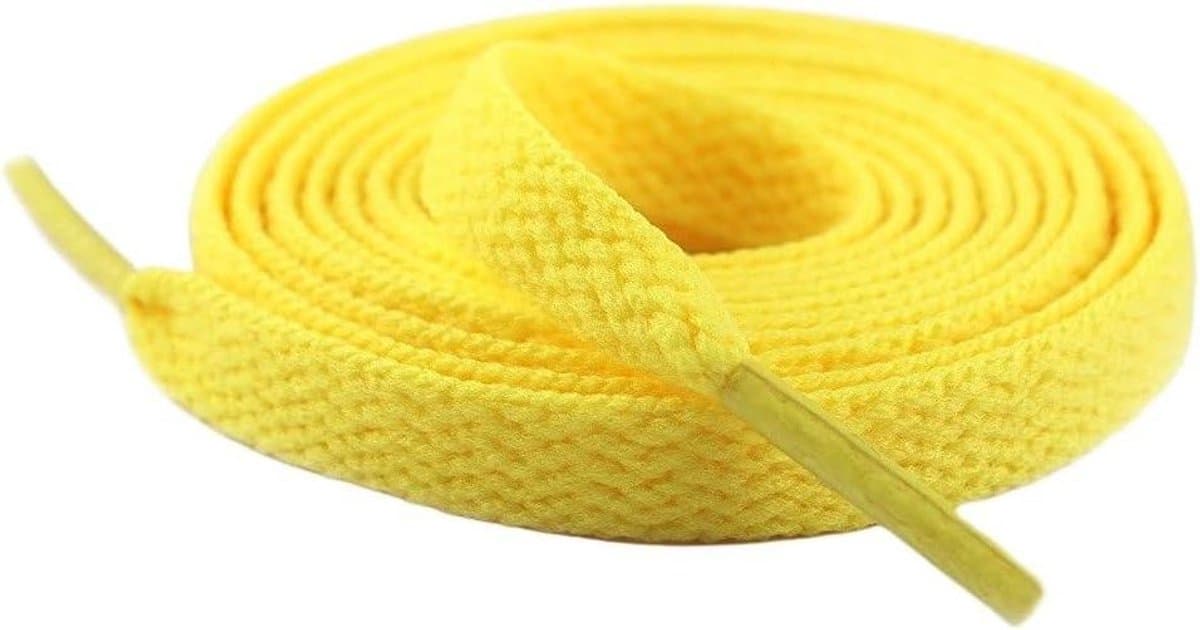 Platte Schoenveters - Sneaker Veters - Dagelijks Gebruik - Duurzaam Polyester - 120 cm - Geel