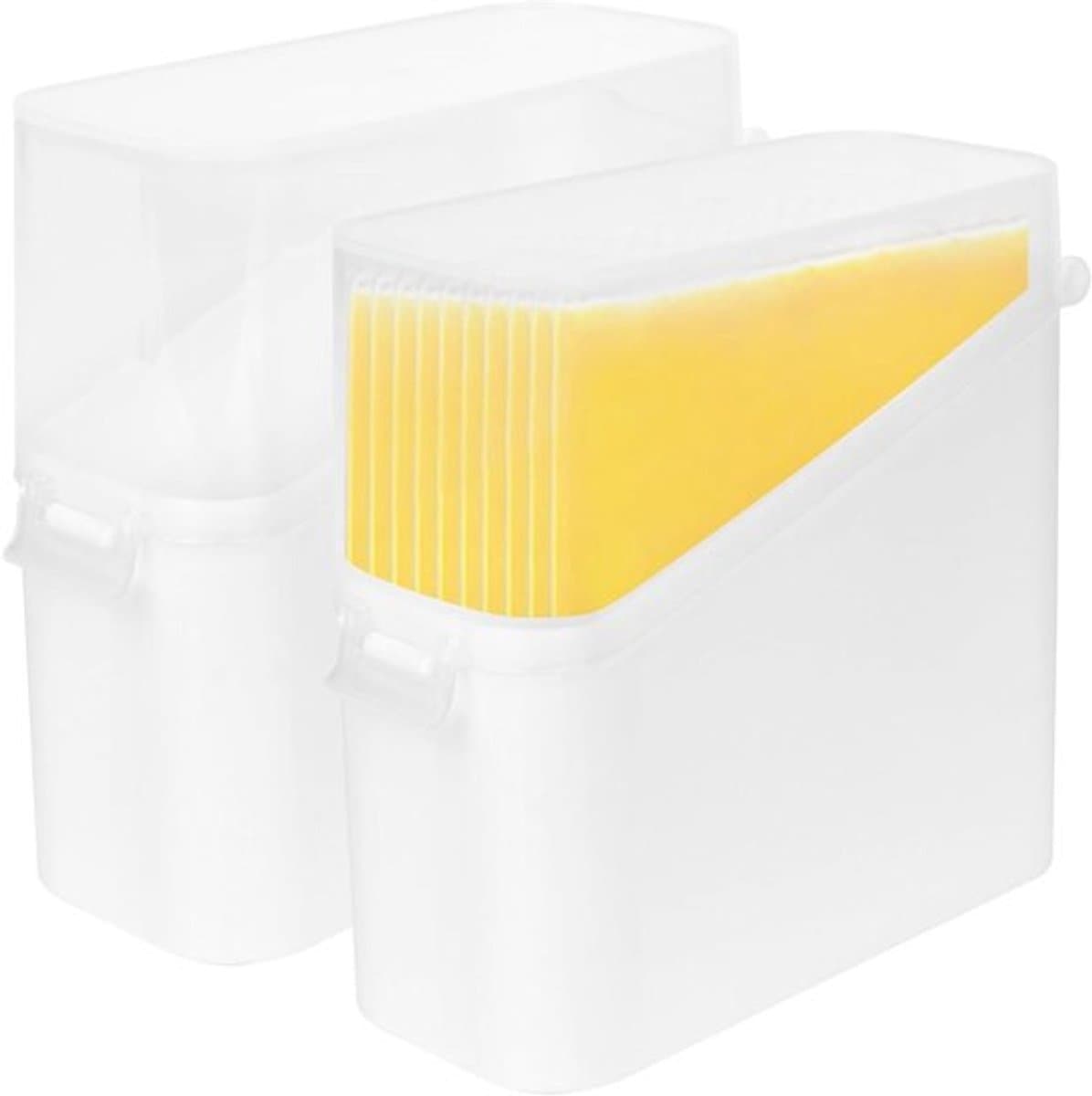 Opbergcontainers voor kaas en boter - plastic - transparante deksels - koelkast - set van 2 - kaascontainers - boteropslag - geschikt voor levensmiddelen - wit