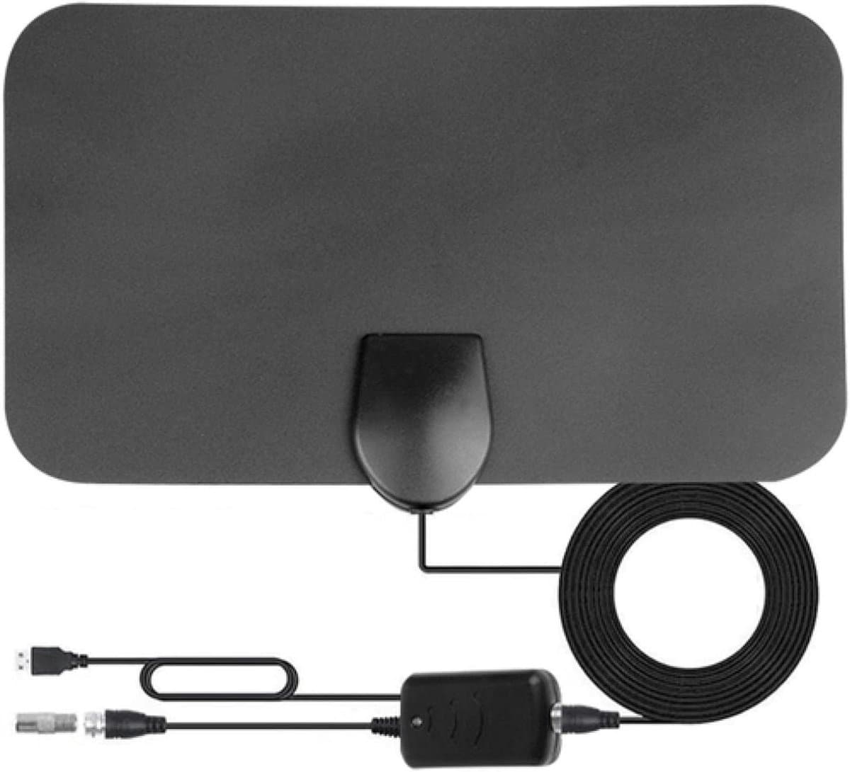 Digitale TV Antenne - Binnenantenne Ontvanger - Gratis Zenders Kijken - 150 Mijl Bereik - 5m Kabel - Zwart