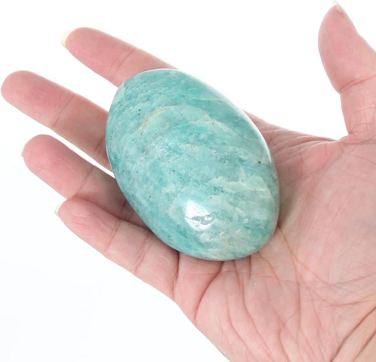 Amazoniet Palmsteen - Energie Steentje - Ontspanning en Balans - 100% Natuurlijk Materiaal - 1 Stuk - Groenblauw