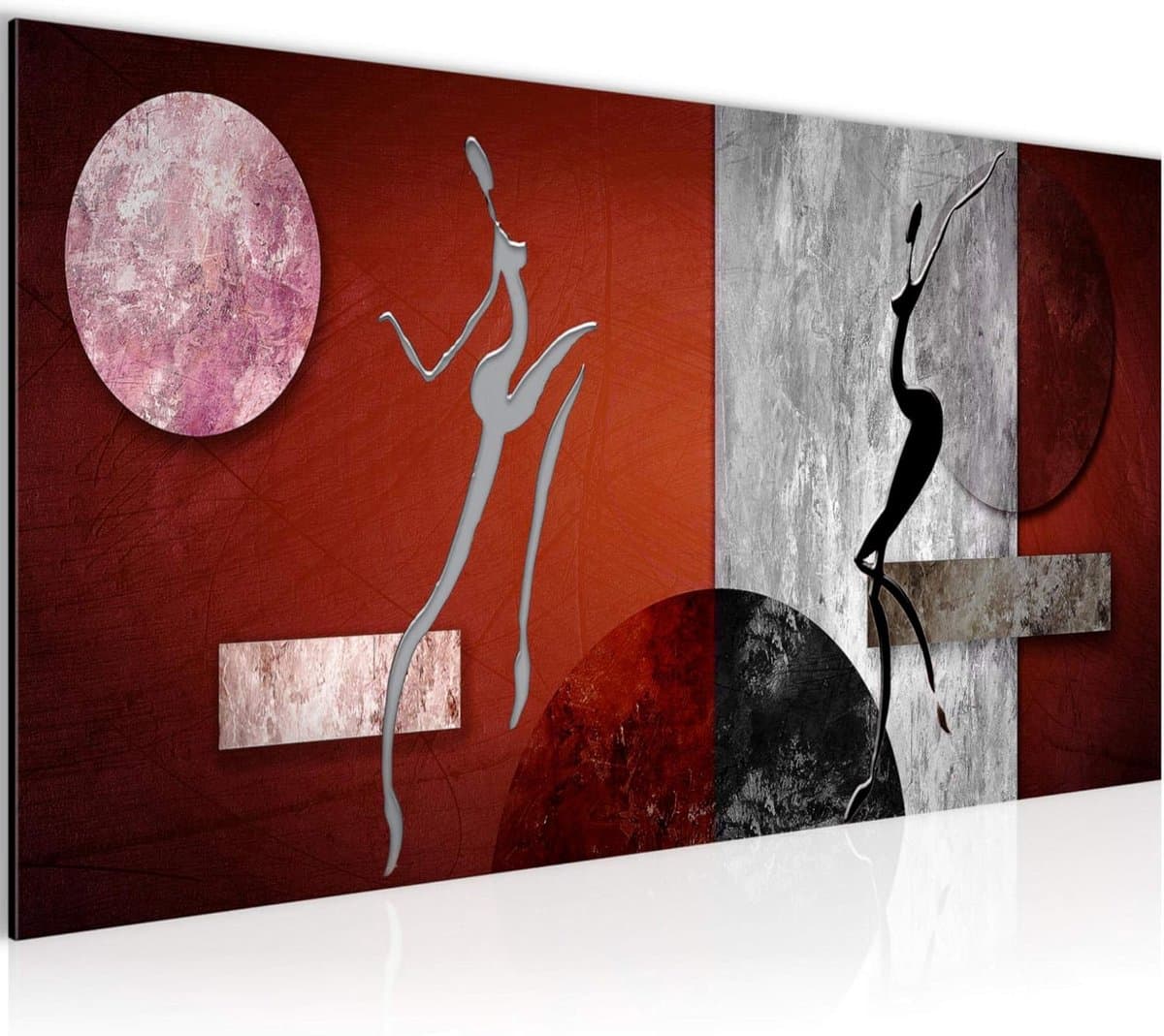 XXL Wanddecoratie Canvas Abstracte Figuren - 100x40 cm Klaar om op te Hangen