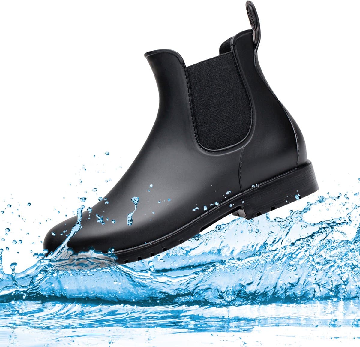 Geweo Chelsea Regenlaarzen Dames - Waterdichte Korte Laarzen - Chique Rubberlaarzen met Comfortzool - Antislip - Zwart - Maat 41