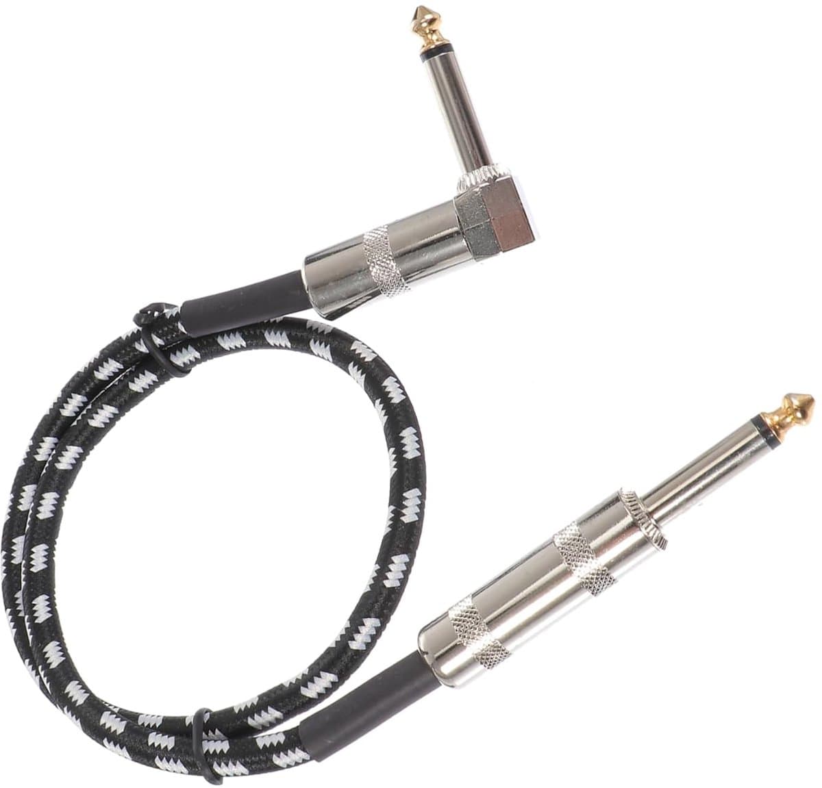 Gitaar Audio Kabel - Instrument Kabel - Muziek Overdracht - Geweefd Duurzaam Oppervlak - 50 cm Lengte - Zwart