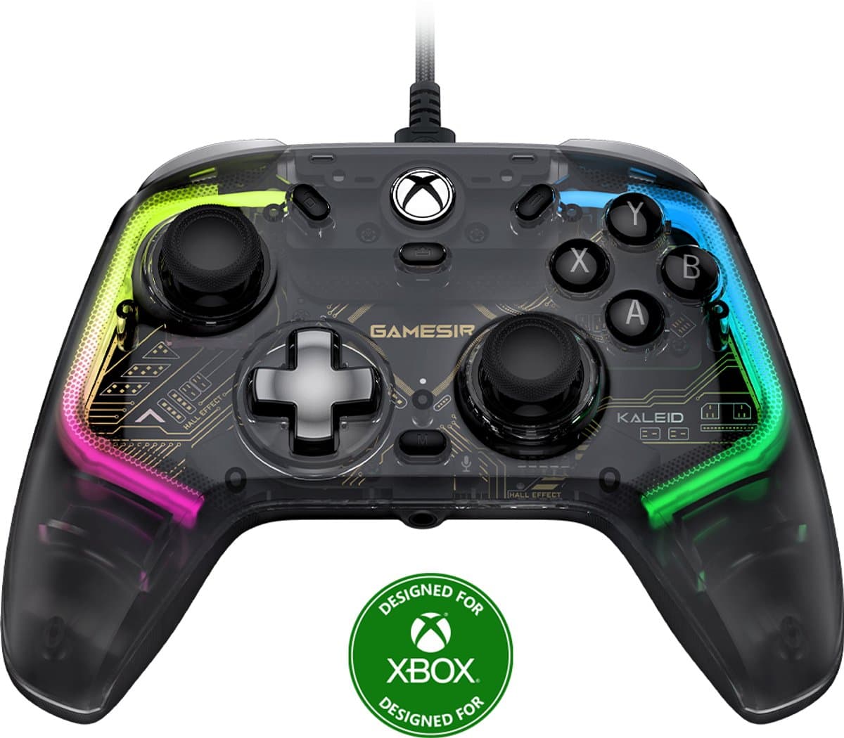 GameSir Kaleid transparante rookkleurige RGB bedrade Xbox-gamecontroller, aansluiting: bedraad Compatibele platforms: Xbox Series X/S, Xbox One, Windows 10/11