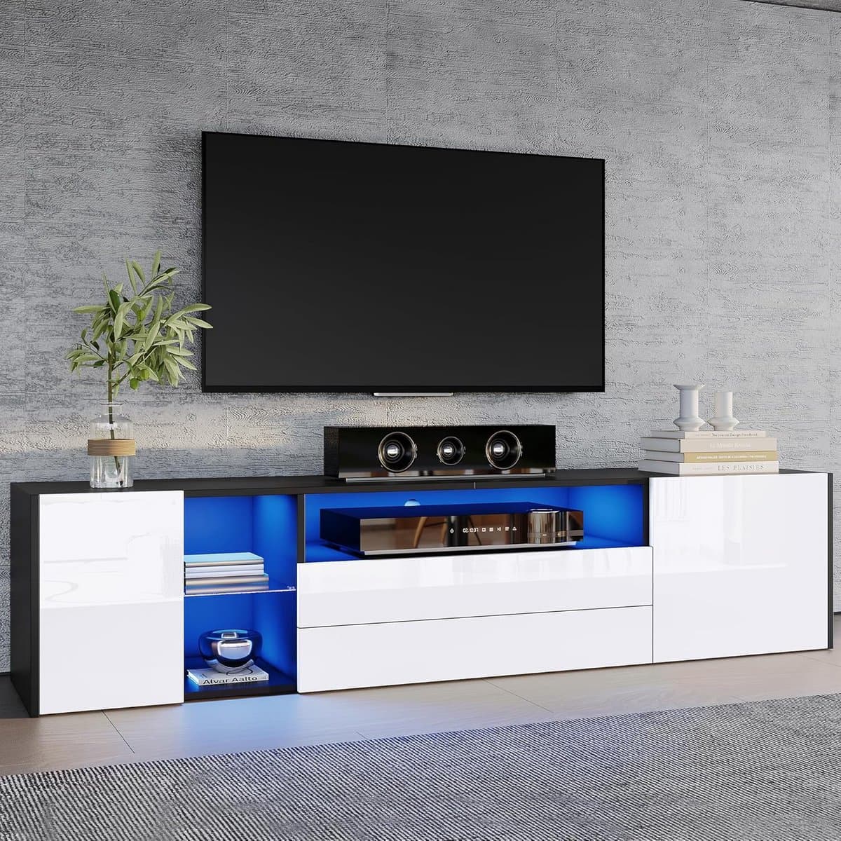 Moderne TV-kast met LED verlichting en opbergruimte voor televisies tot 75 inch