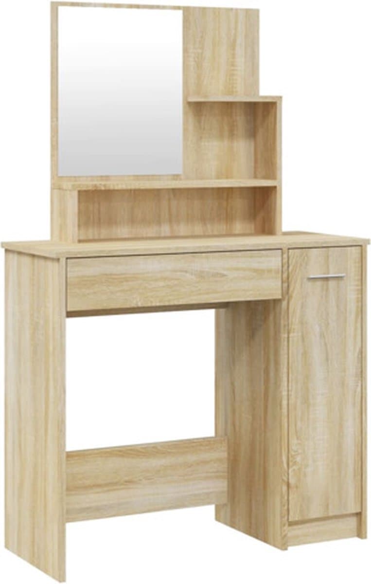 VidaXL kaptafel met spiegel - Sonoma eik, 865 x 35 x 136 cm
