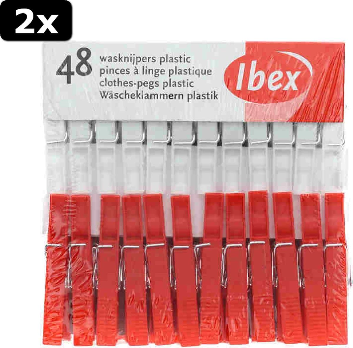 2x Ibex wasknijpers 48 stuks plastic