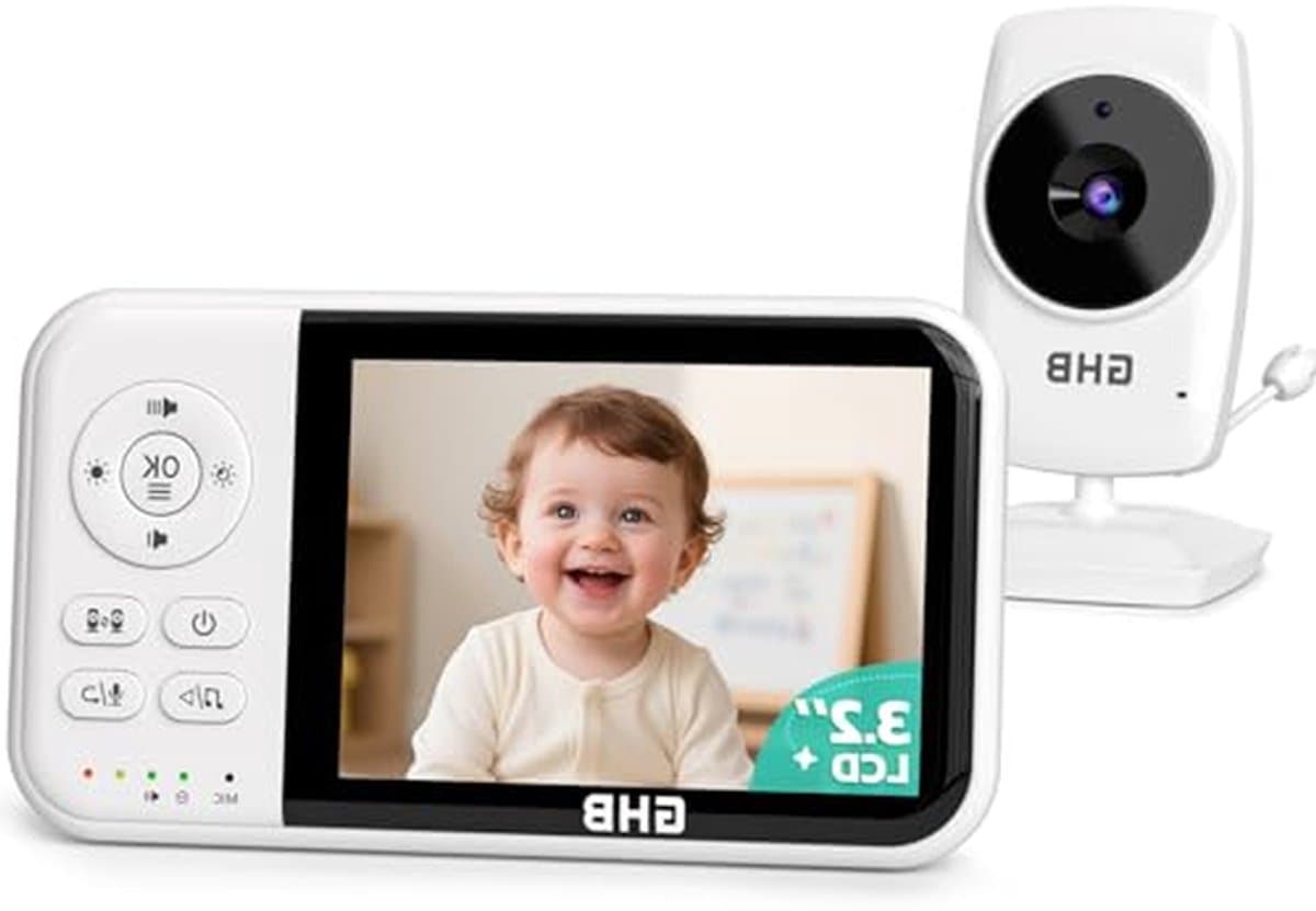Babyfoon met camera - Oudermonitor baby - Baby in de gaten - Bidirectioneel gesprek - 32 inch HD - Wit