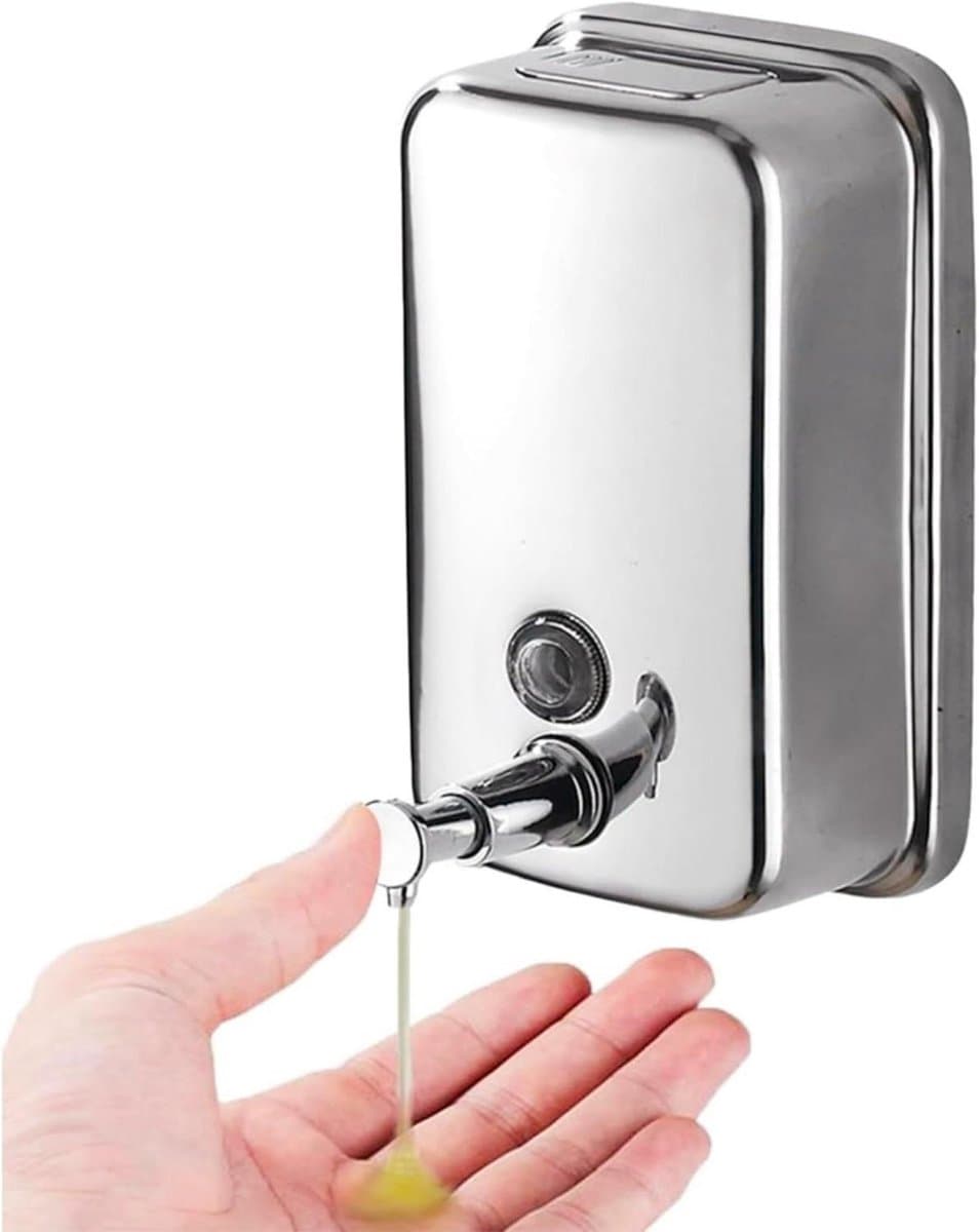 Zeepdispenser Wandmontage - Handdispenser Roestvrij - Hygiënisch Werken - Lekvrij Ontwerp - 500 ml - Zilver