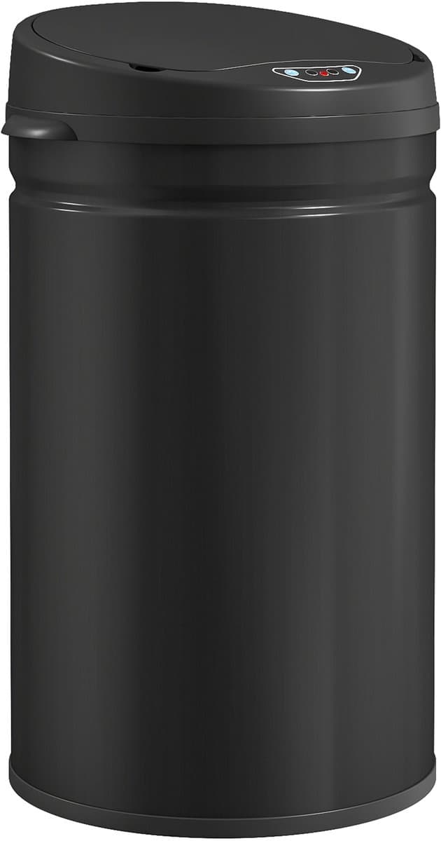 HOMCOM Sensor Prullenbak Roestvrij staal, Kunststof 32L x 30,5B x 51H cm Zwart