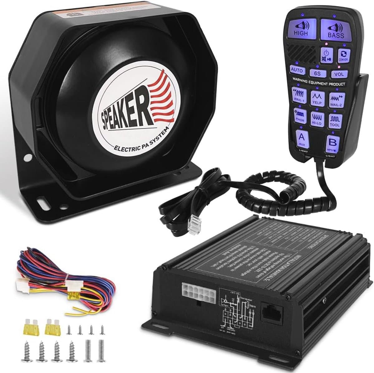 200W Multi-Tonen Sirene PA-systeem met Handheld Controller en Microfoon voor Auto's en Voertuigen