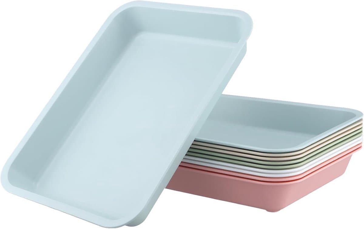 10pcs Rectangular Plastic Tablets - 12 x 9 x 1.8 inch - Reusable Serving Plates - 5 Kleuren - Keuken Dining Room