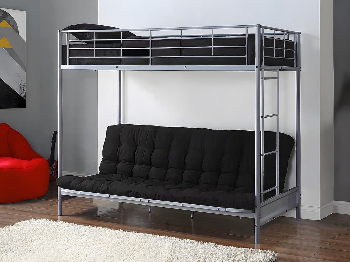 Vente-unique Hoogslaper metaal zilverkleurig 90 x 190 cm