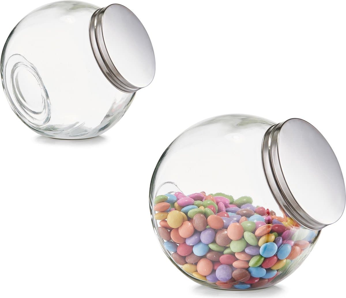 2x Glazen voorraadpotten/snoeppotten 1200 ml en 2200 ml - Zeller - Keukenbenodigdheden - Bewaarpotten/voorraadpot - Snoeppot - Voedsel bewaren