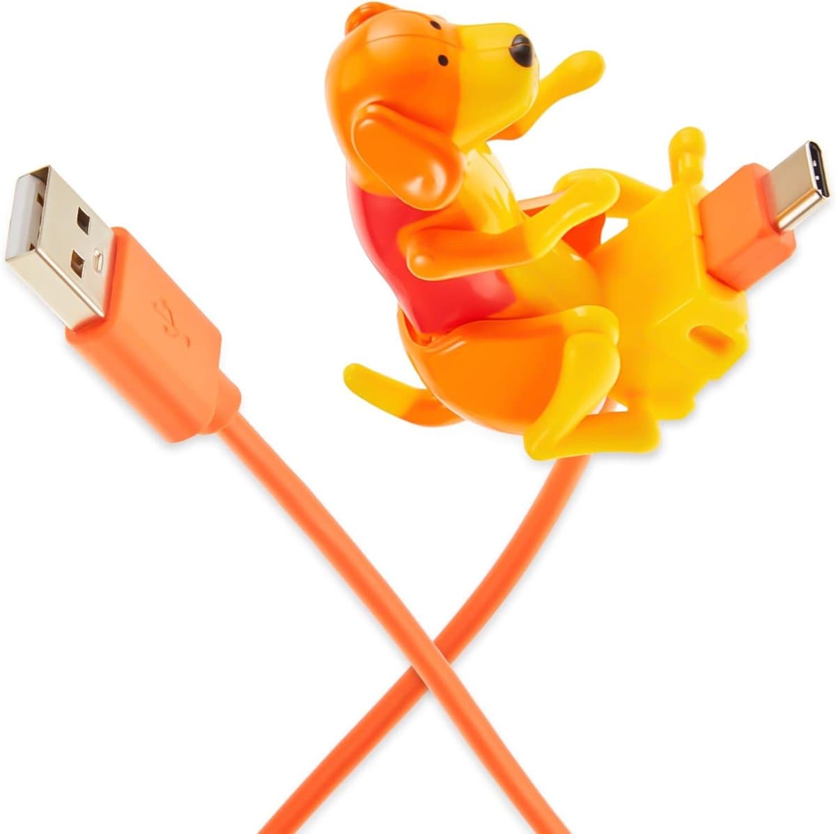 Oplaadkabel met Bewegend Speelgoedhondje, Geschikt voor USB Type-C, Grappige Telefoonkabel voor Opladen en Gegevensoverdracht, USB-A Snelladen,Oranje