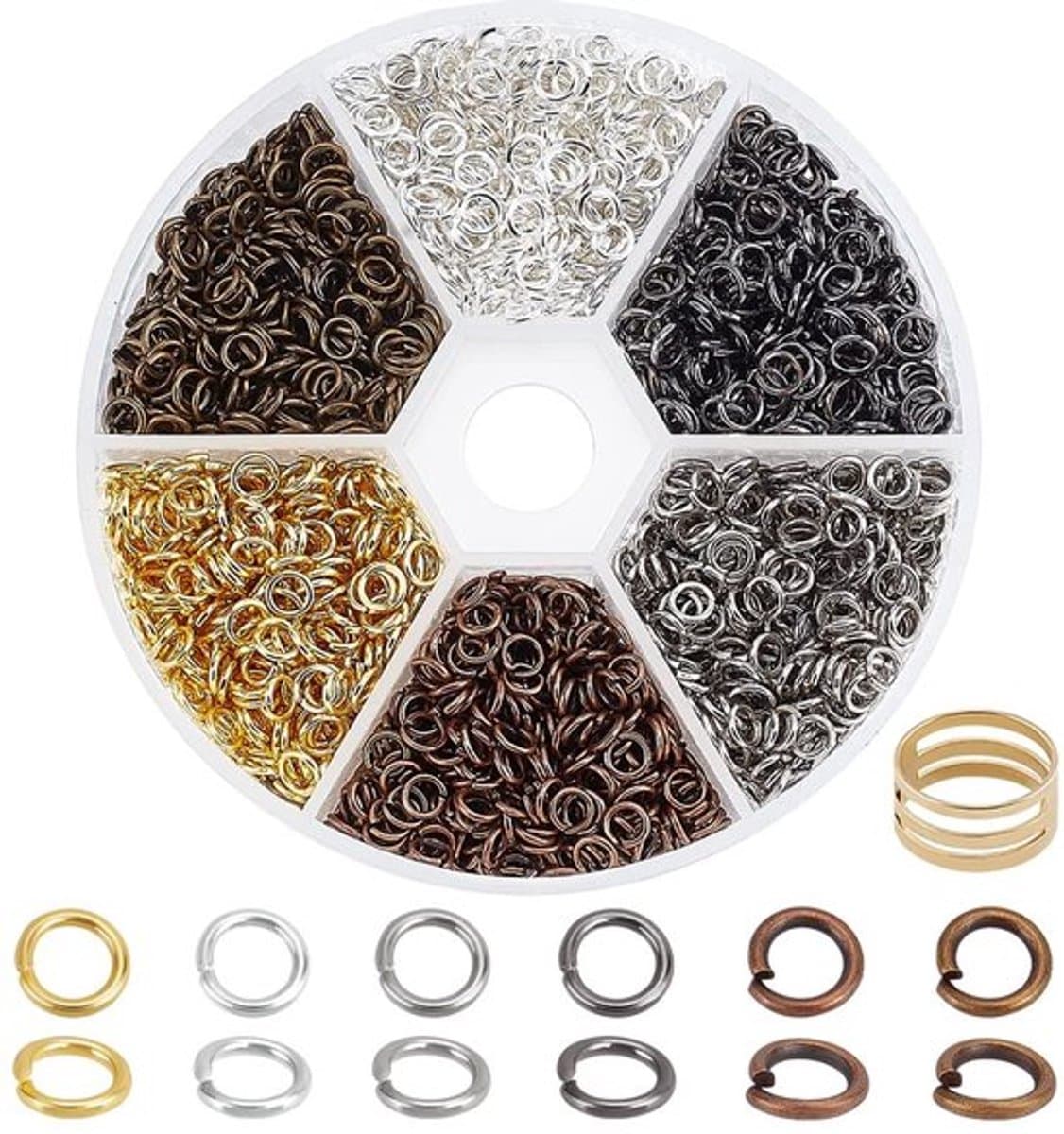 - O-ringen - ijzeren open splitringen - 3300 stuks - 4 mm - kleurvarianten - metaalconnectoren - geschikt voor sieraden - Doe-het-zelf-projecten