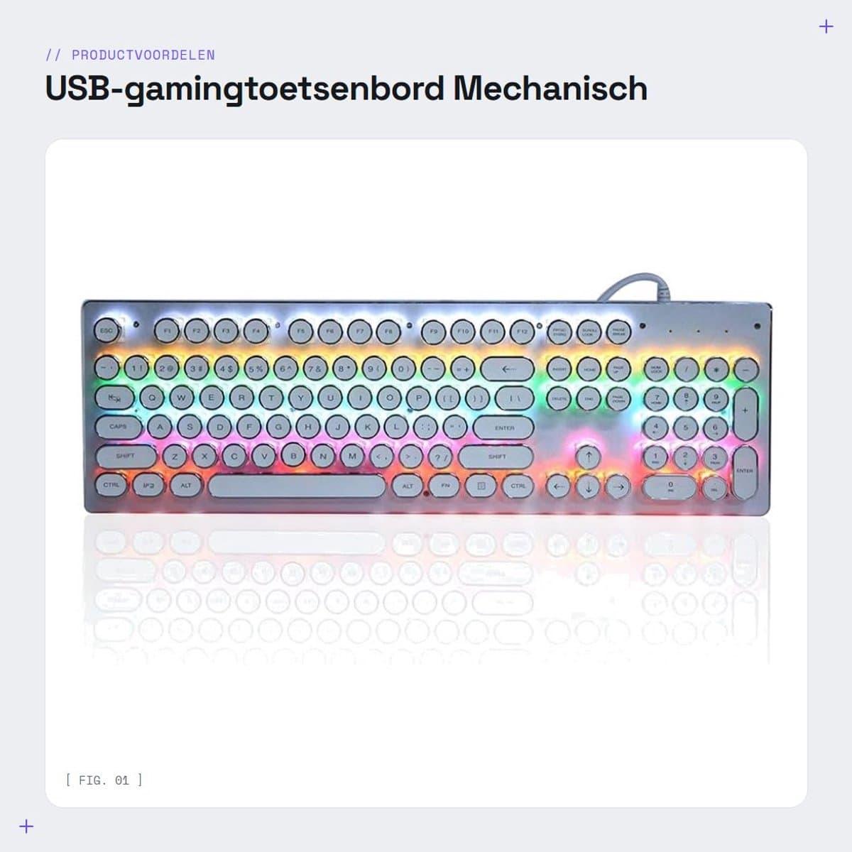 Allecto - USB-gamingtoetsenbord - Mechanisch Toetsenbord - Waterdicht en Duurzaam - Wit - Achtergrondverlichting - Geschikt voor Desktop en Laptop ...