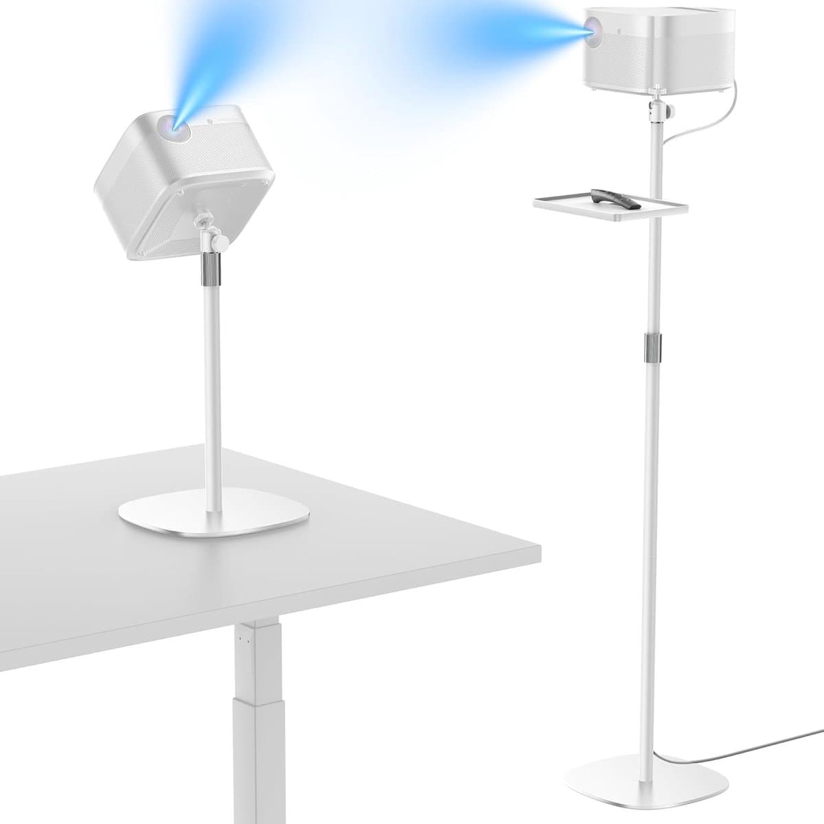 Projector Stand - Beamer Houder - Thuisbioscoop Creëren - Stabiele Metalen Constructie - Vloerstaand - Wit