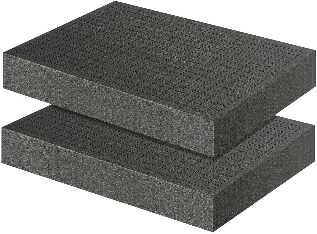 Set van 2 Grid Foam Cubes 40 x 30 x 5 cm - Op maat gesneden schuim voor camera, tablet en miniaturen opslag