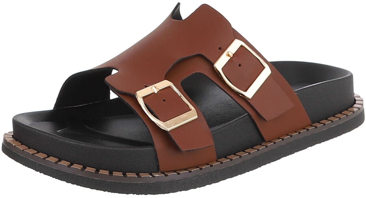 Dames slipper met gespen en comfortzool Mt:37