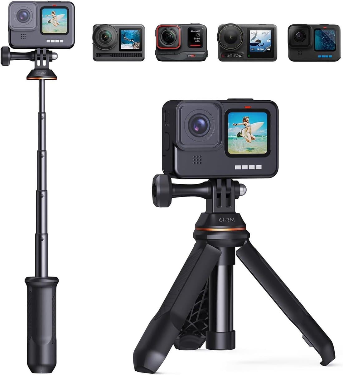Selfie Statief - Selfie Stick - Live Streaming - Telescopische Stok - 33cm - Zwart