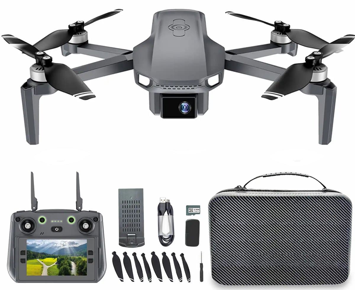 Denver Drone met Camera - Besturing via controler met 4 inch scherm - Live beeld - 3K video & 4K foto - voor Buiten - GPS - 6 assige Gyro Volwassenen en Kinderen - DCG3572