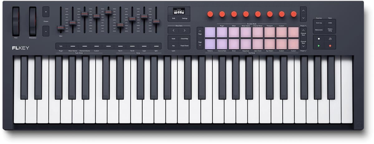 Novation FLkey2 49 master keyboard met 49 toetsen, 16 pads en 9 faders