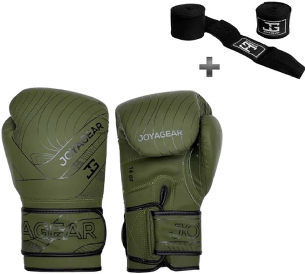 Joya Essential Bokshandschoenen - 14 oz– Groen – Kickboksen & Boksen – Synthetisch Leer – Meerlaagse Padding – Joya Fight Gear