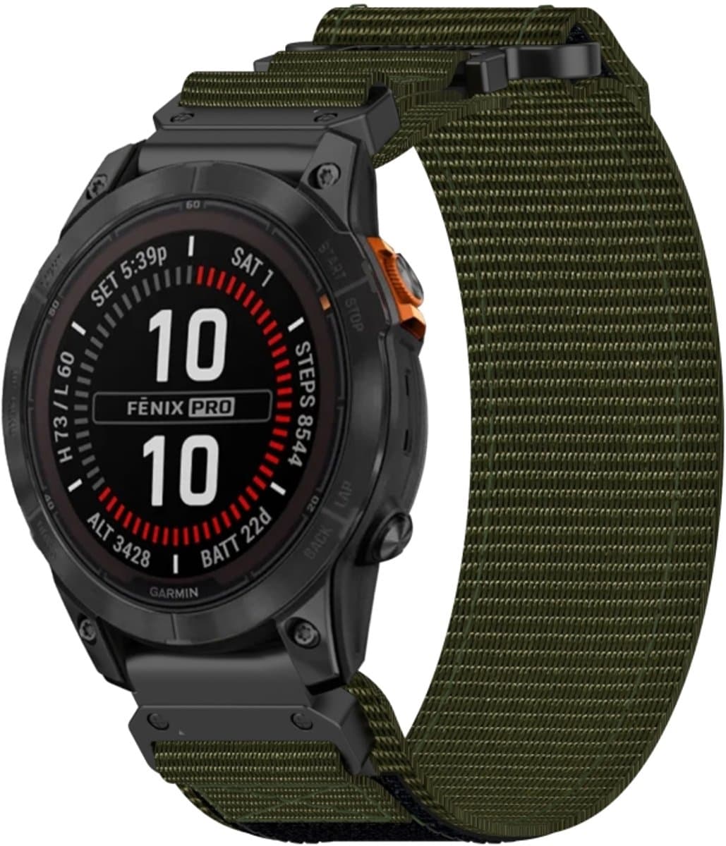 Voor Garmin Fenix 7S Pro 42 mm 20 mm nylon klittenbandsluiting horlogeband (legergroen)