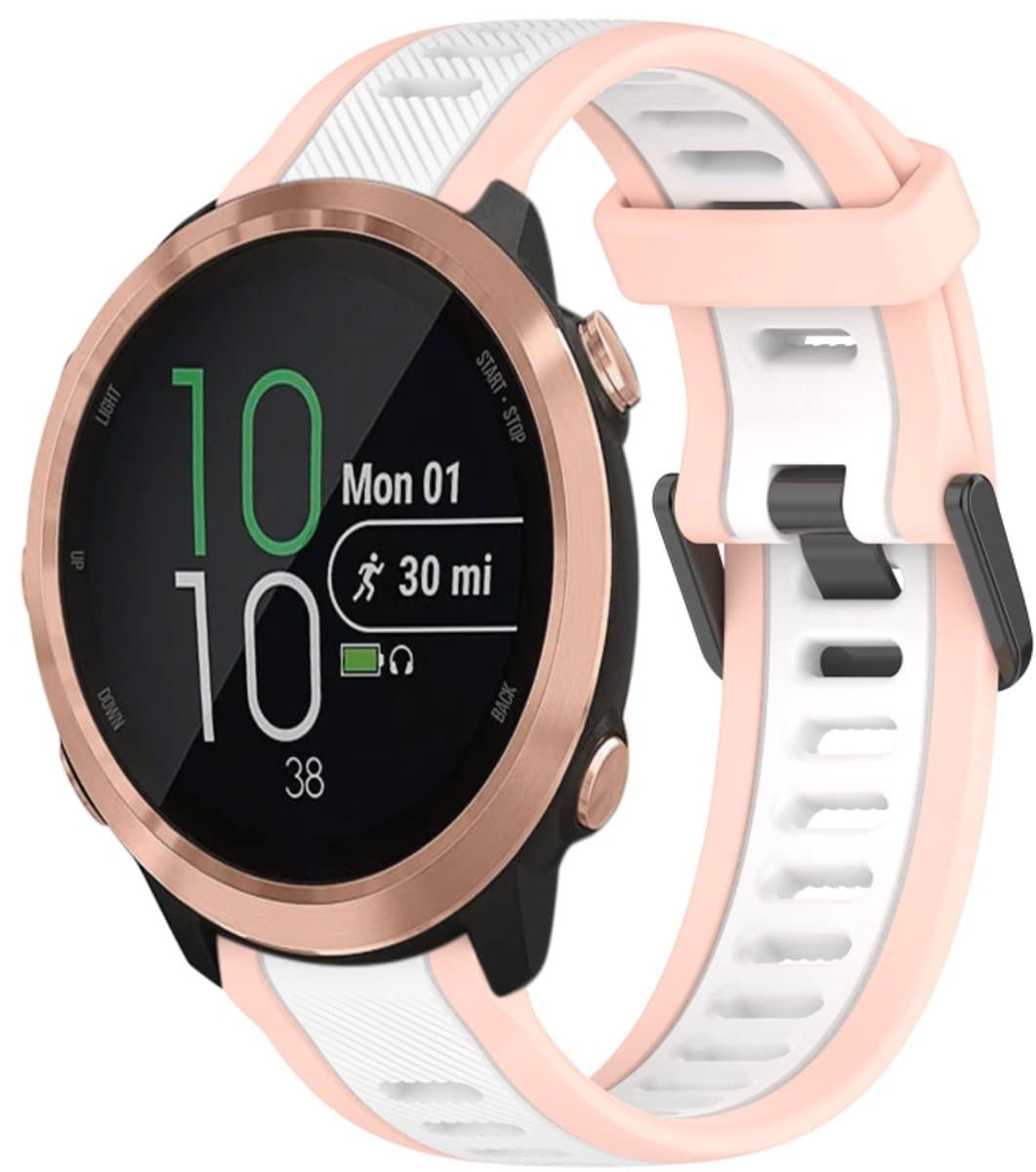 Voor Garmin Forerunner 645 / 645 Music 20 mm tweekleurige siliconen horlogeband met textuur (wit + roze)