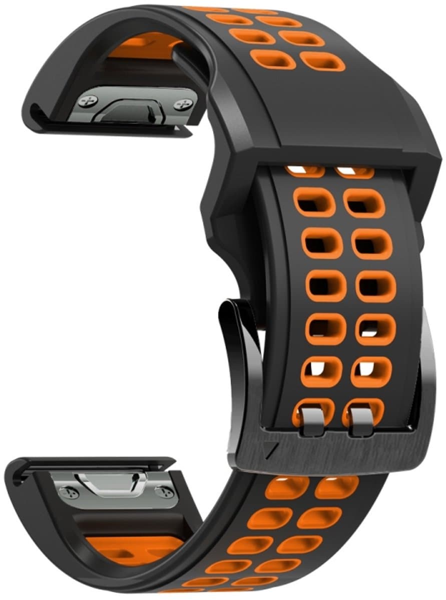 Voor Garmin Fenix 6x Quick Release Double Row Silicone Watchband (Black Orange)