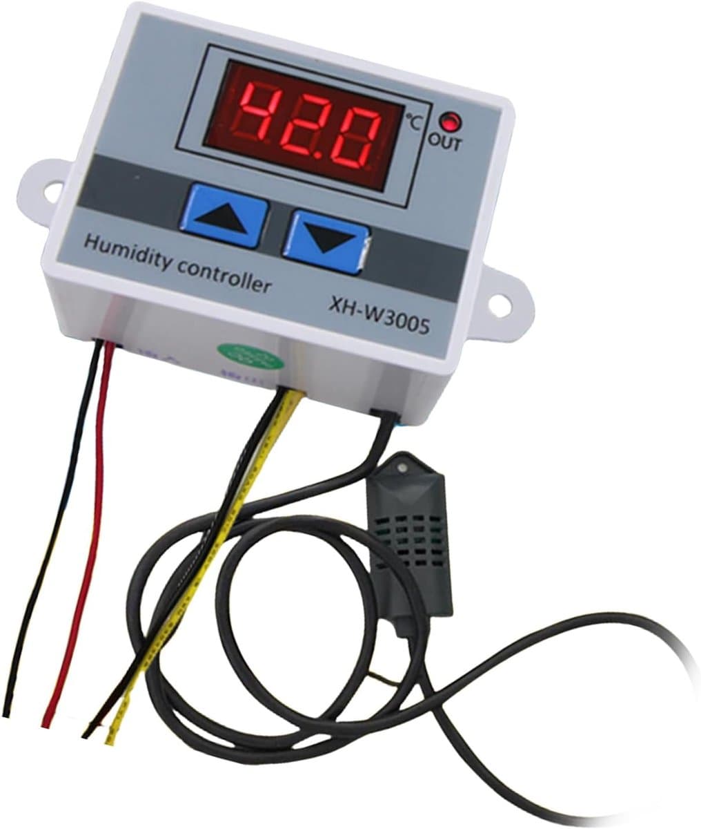 Vochtigheid Controller - Hygrometer Schakelaar - Klimaatbeheer - Hoge Precisie Controle - 60x45x31mm - Grijs