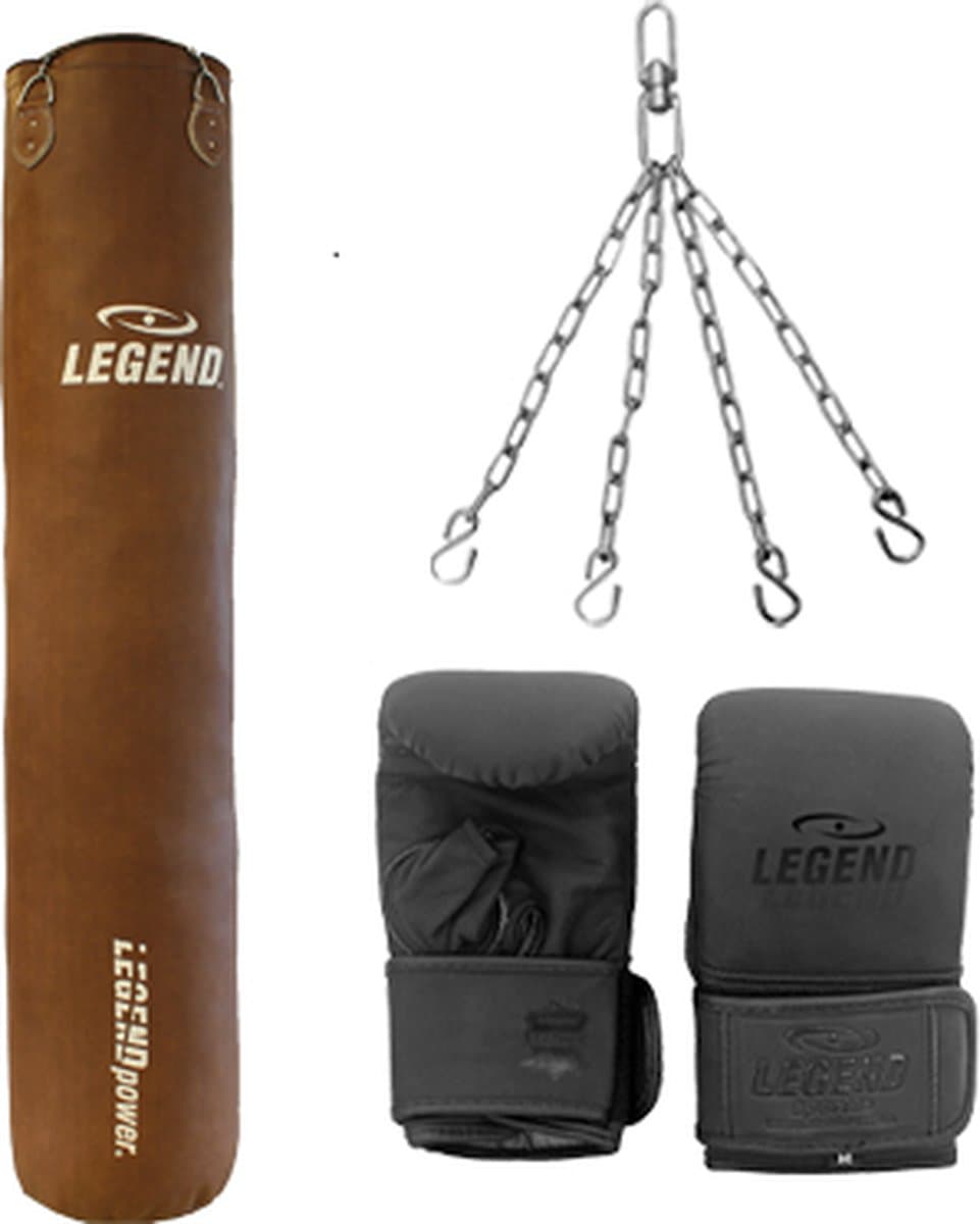 Bokszak Bruin Vintage/Bokszakhandschoenen Leer Set diverse maten Bokszak 150 CM
