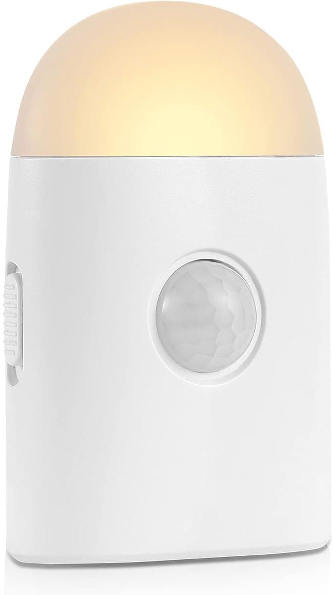 Sander Shop led-nachtlampje warm white met bewegingssensor, batterij oplaadbaar nachtlampje sensorlicht kastlicht voor slaapkamer kast hal trap (1 stuk)