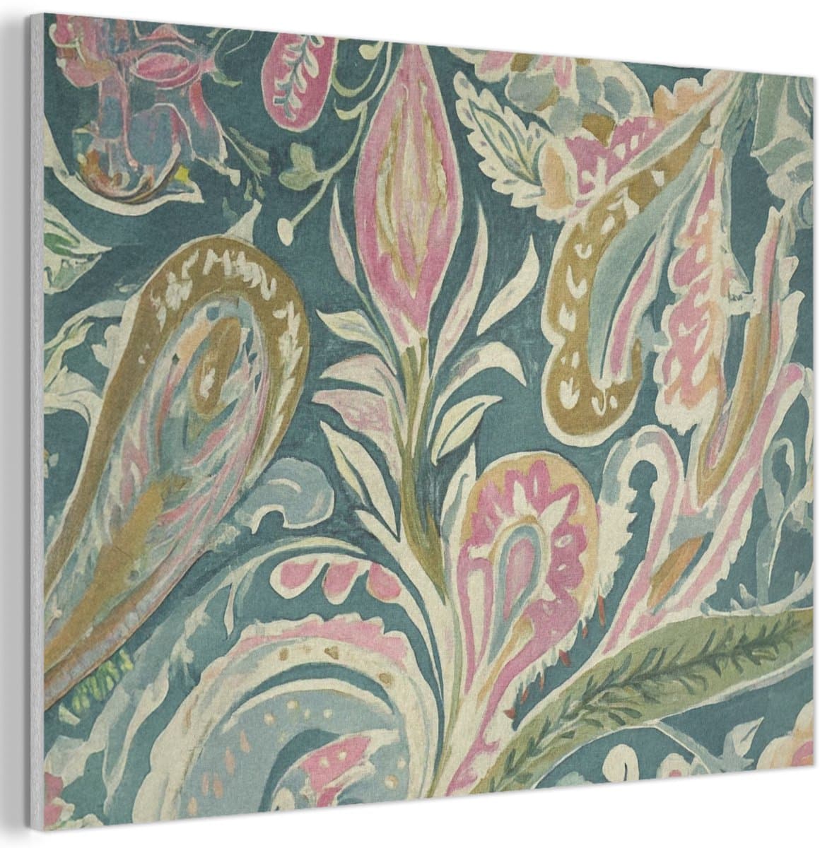 Akoestisch wandpaneel 100x70 cm - Vilt schilderij Patroon - Kleurrijk - Sierlijk - Groen - Akoestische panelen - Geluidsdempende wanddecoratie - Geluidsisolatie woonkamer - Muurdecoratie geluidspanelen