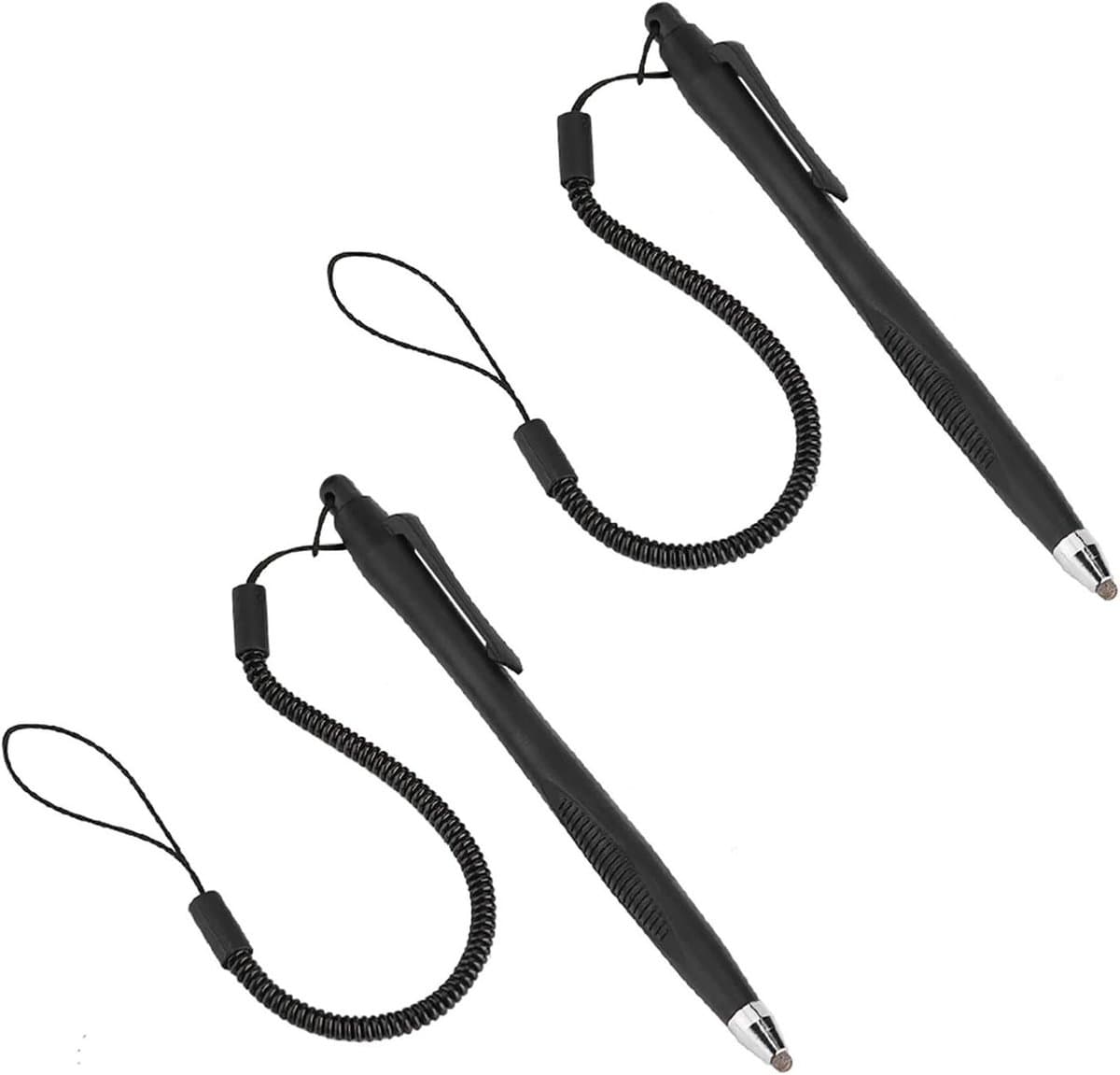 Pennen voor touchscreens - 2 stuks - precisie tekenpennen met touwtje - voor telefoon, tablet en PC - 12,6 cm lang.