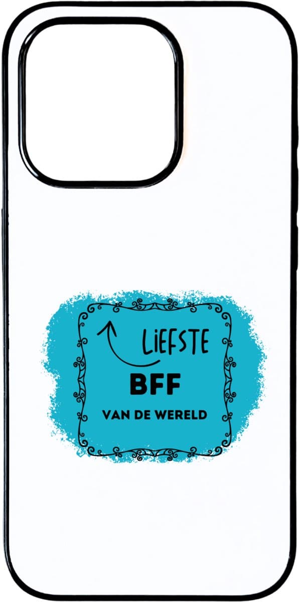 Hacebo® - liefste bff van de wereld telefoonhoesje - Vriend - de liefste beste vriend - telefoonhoesjes - verjaardag - cadeautje voor beste vriend - beste vriend artikelen - kado - geschenk - hoesje geschikt voor iPhone 15 Pro