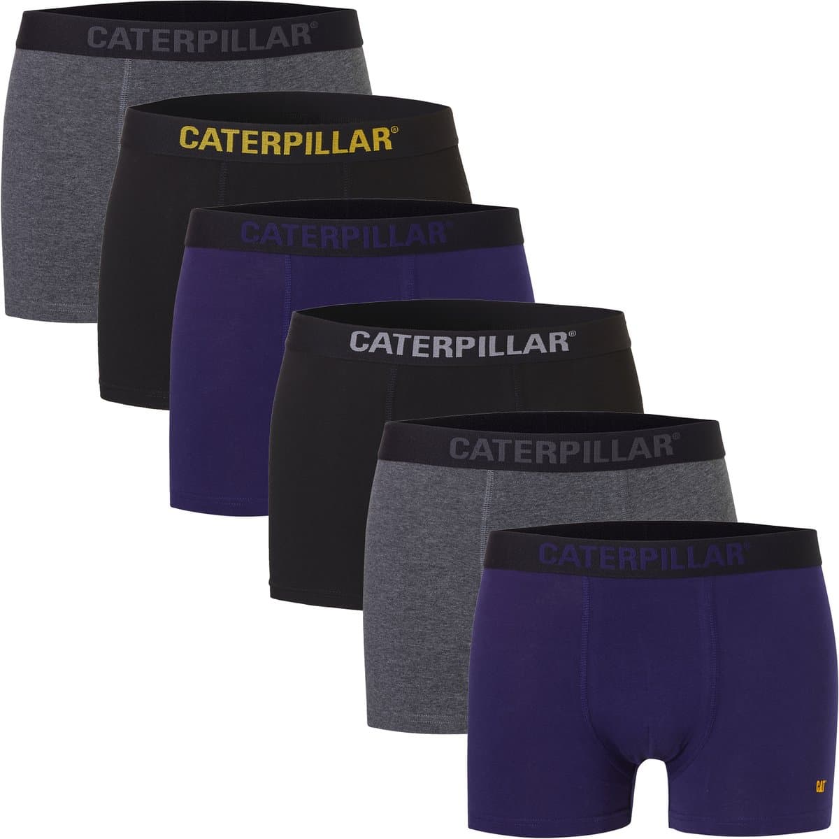 CAT Heren Boxershorts 6-Pack Multipack Effen Zwart/Grijs/Blauw - Maat XXL