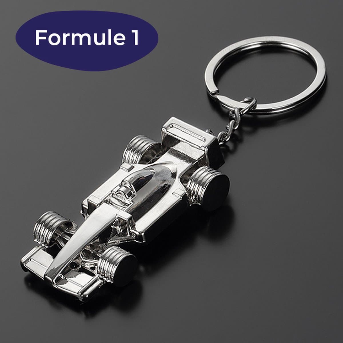 Sleutelhanger Auto - 3D auto - Chrome - Drive Safe - Raceauto
