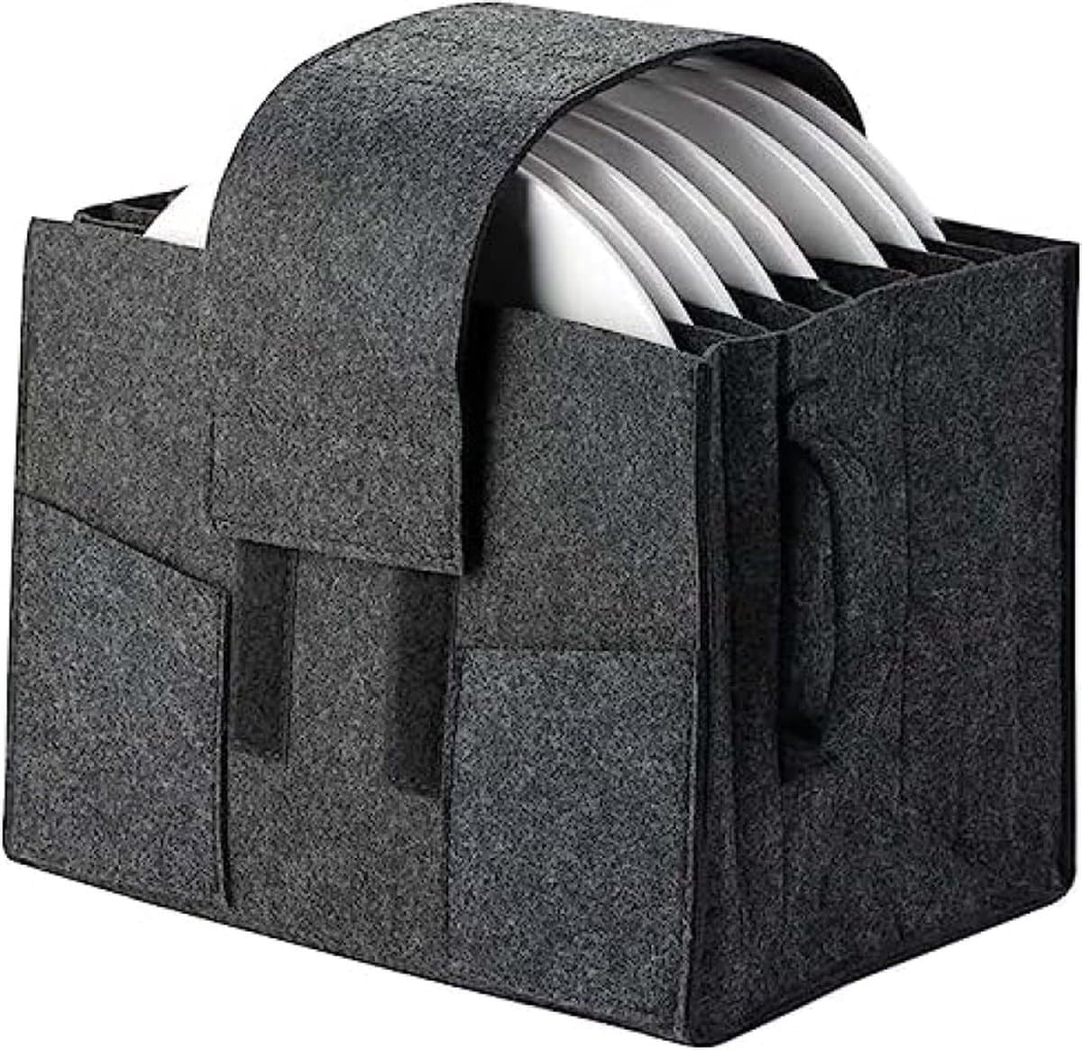 Praktische opberger voor borden, vilten bekerhouder voor 8 borden, nette ladeorganizer voor camper, camping, lade, rek en kast, 27 x 20 x 18 cm