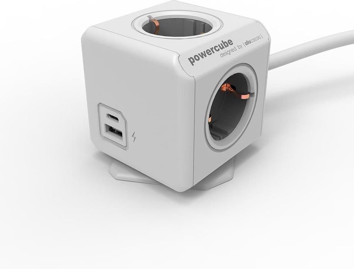 Allocacoc PowerCube Stekkerdoos met usb-A en usb-C Poorten